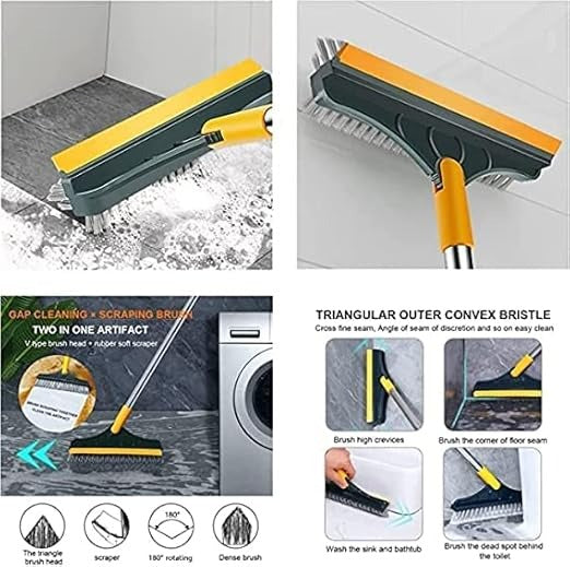 2-in-1 Floor Scrubber Brush with Squeegee
