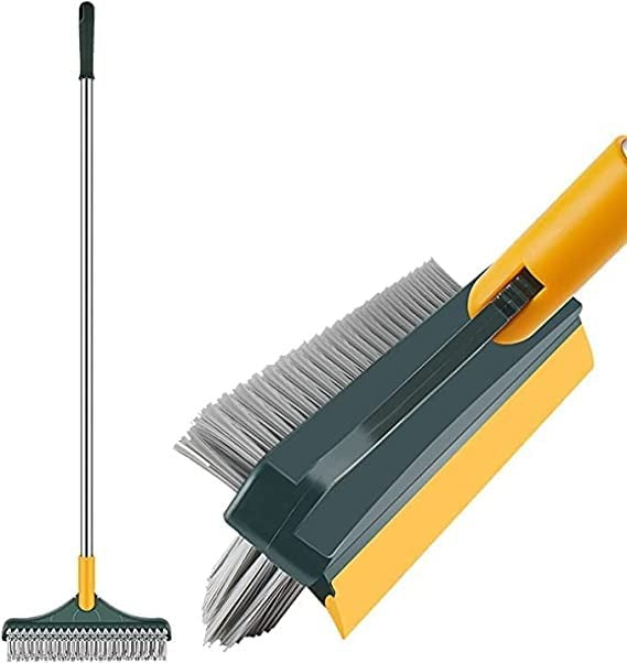 2-in-1 Floor Scrubber Brush with Squeegee