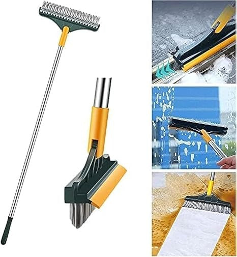 2-in-1 Floor Scrubber Brush with Squeegee