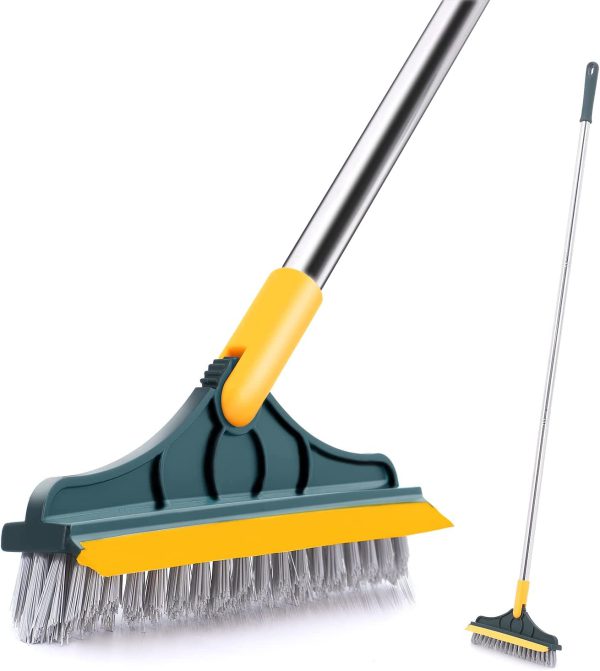 2-in-1 Floor Scrubber Brush with Squeegee