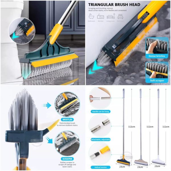 2-in-1 Floor Scrubber Brush with Squeegee