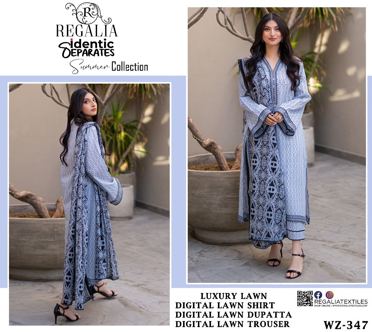 Regalia Digital Printed Lawn 3-Piece Suit – 2025 Summer Collection