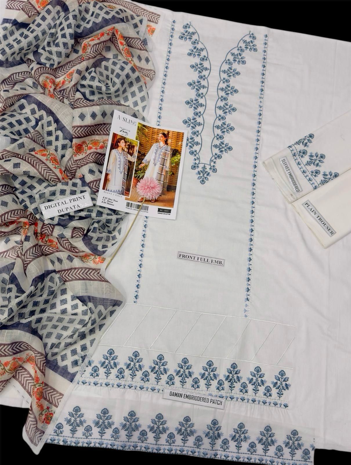Embroidered Lawn 3-Piece Suit – 2025 Collection