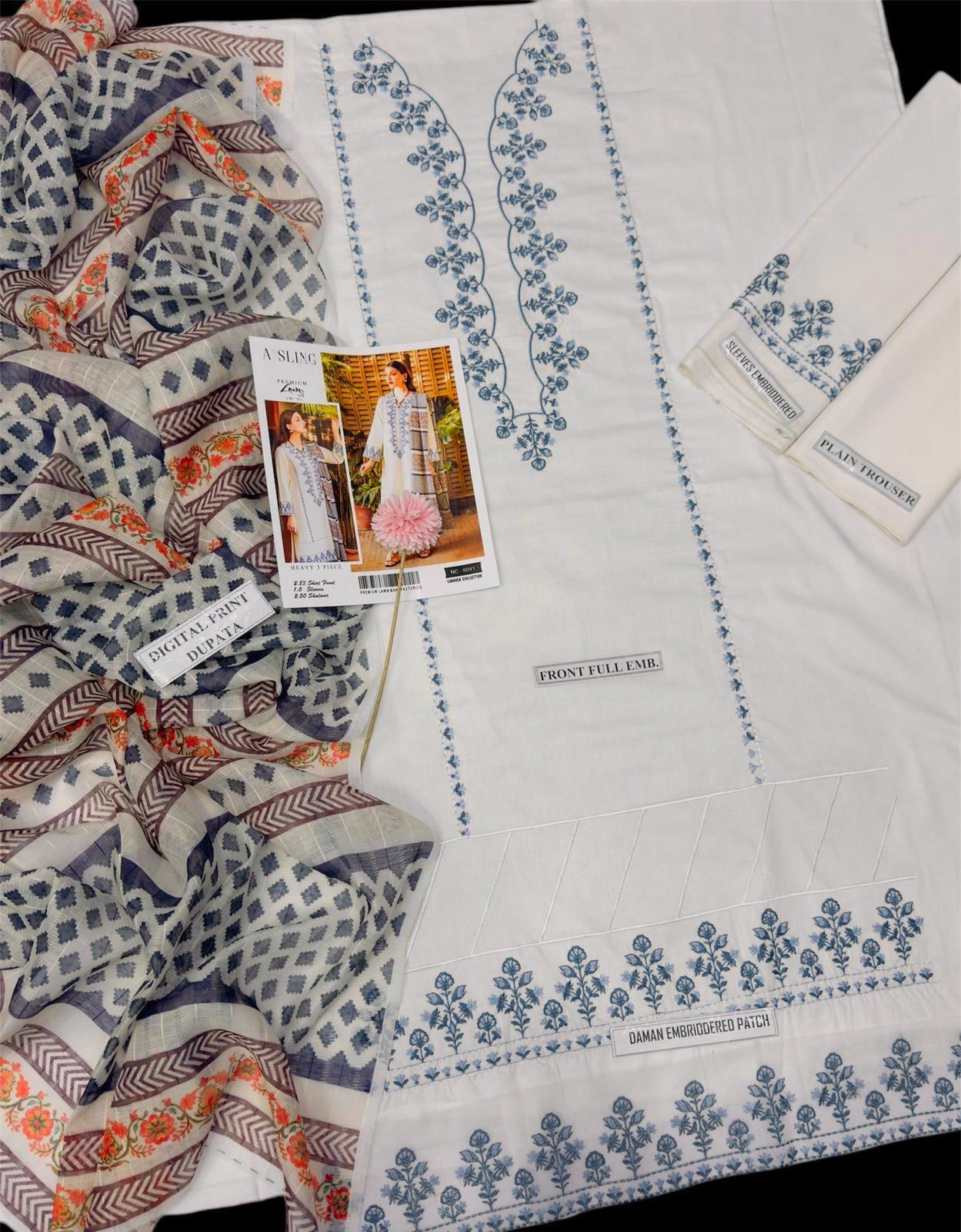 Embroidered Lawn 3-Piece Suit – 2025 Collection