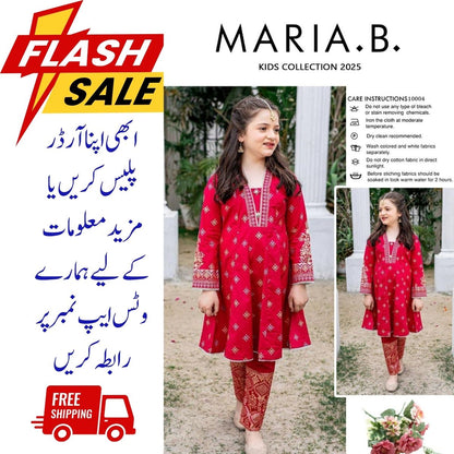 Girls Lawn Embroidered Shirt and Trouser Suit 3Pcs