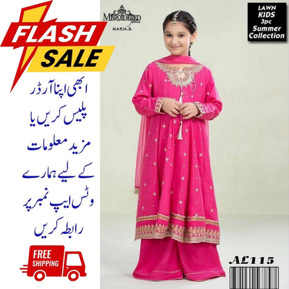 Girls 3Pc Embroidered Unstiched  Suits with Dupatta