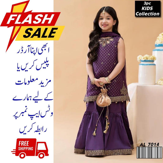 Girls 3Pc Embroidered Unstiched  Suits with Dupatta