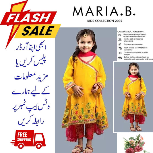 Girls Lawn Embroidered Shirt and Trouser Suit 3Pcs