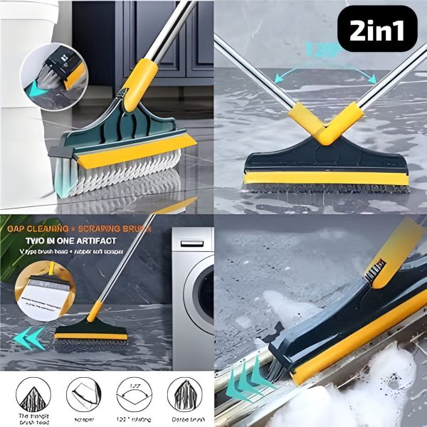2-in-1 Floor Scrubber Brush with Squeegee
