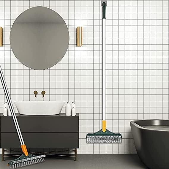 2-in-1 Floor Scrubber Brush with Squeegee