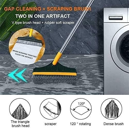 2-in-1 Floor Scrubber Brush with Squeegee
