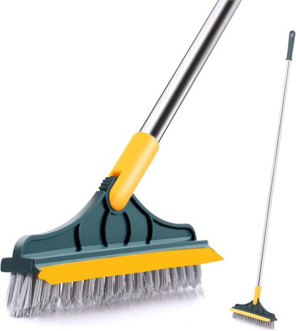 2-in-1 Floor Scrubber Brush with Squeegee
