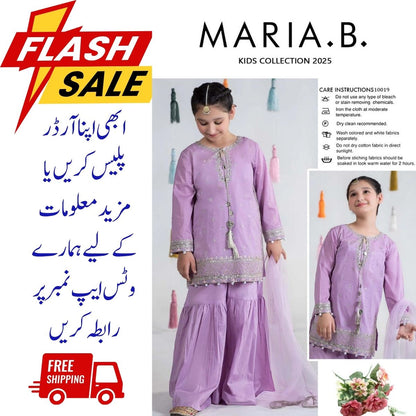 Girls Lawn Embroidered Shirt and Trouser Suit 3Pcs