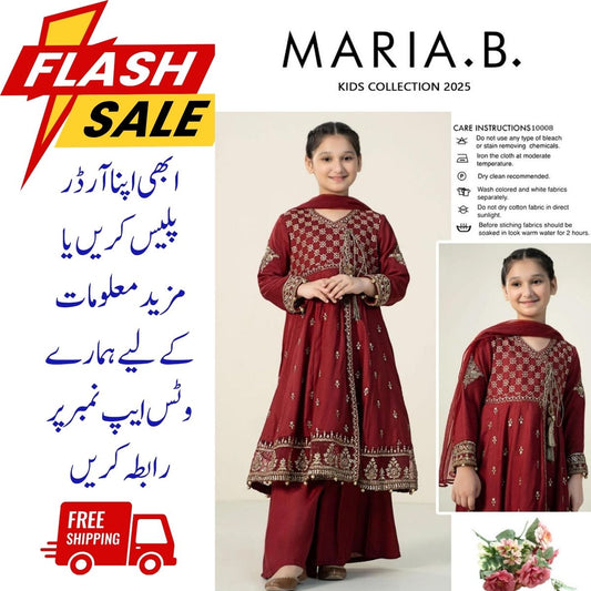 Girls Lawn Embroidered Shirt and Trouser Suit 3Pcs