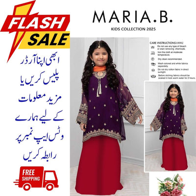 Girls Lawn Embroidered Shirt and Trouser Suit 3Pcs