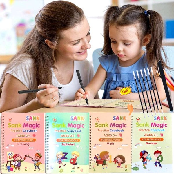 Sank Magic Tracing Book Set – 4 Books & Magic Pen with 5 Refills