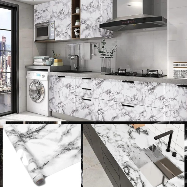 Self-Adhesive Marble Sticker — Oil & Heat Resistant for Kitchen, Wall, Cupboard (2Ftx6.5Ft)
